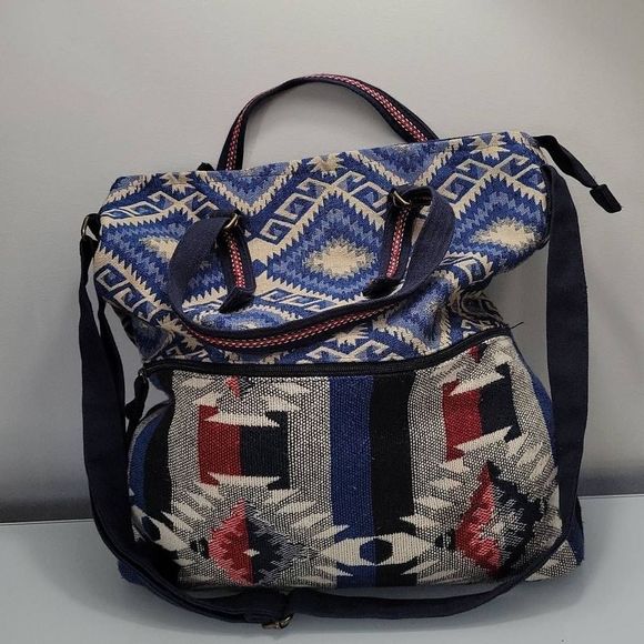 Stephanie Nicole Handbags - Stephanie Nicole New York Bohemian Blue & Red Top Handle Crossbody Hobo Bag